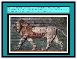 Lion represented in glazed ceramic bricks