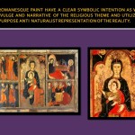 Antinatural representation of the figures in Romanesque paint to serve the narrative and divulge purpose.
