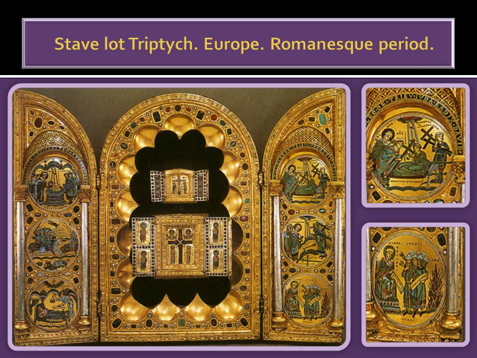 Romanesque Metal work Art. Stave lot Triptych