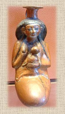 Human figures depictions. Egyptian ceramic. 