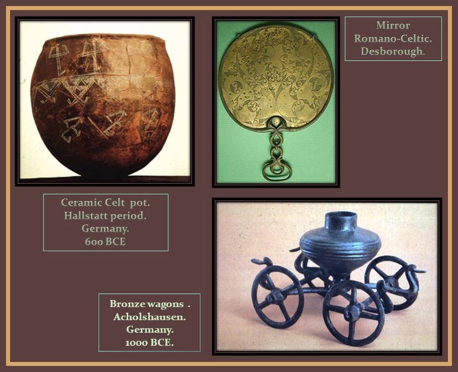 Ancient Celts artifact, ceramic and metal.